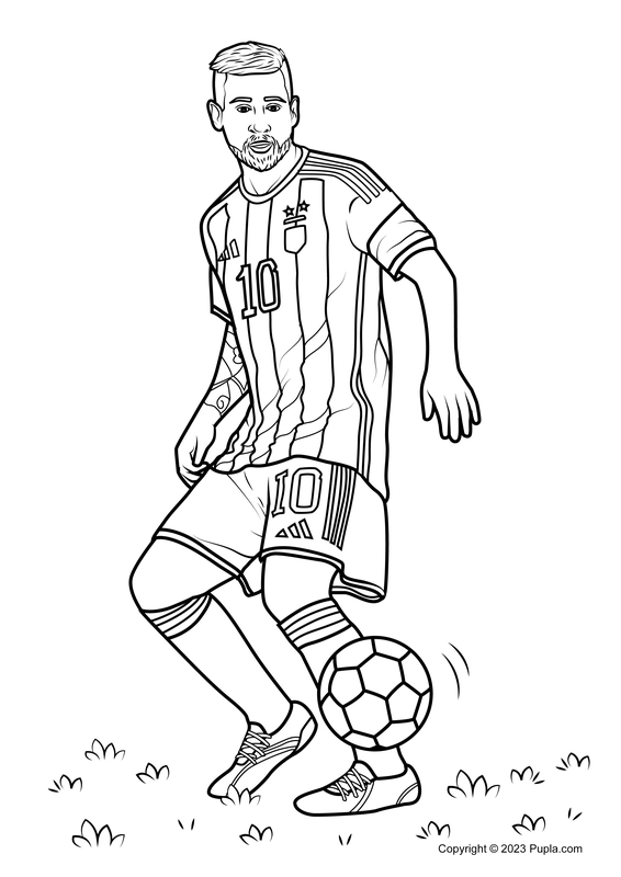 Lionel Messi Handling the Ball Coloring Page