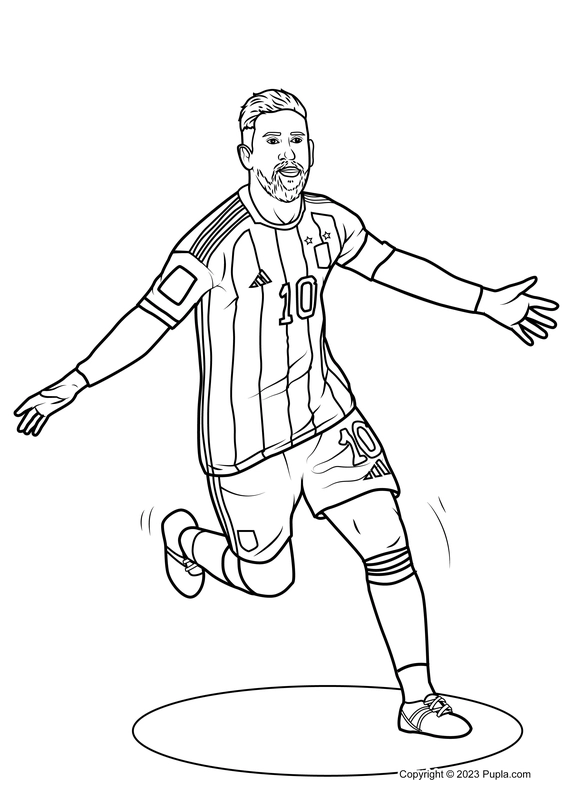 Lionel Messi Celebrating After a Goal Coloring Page