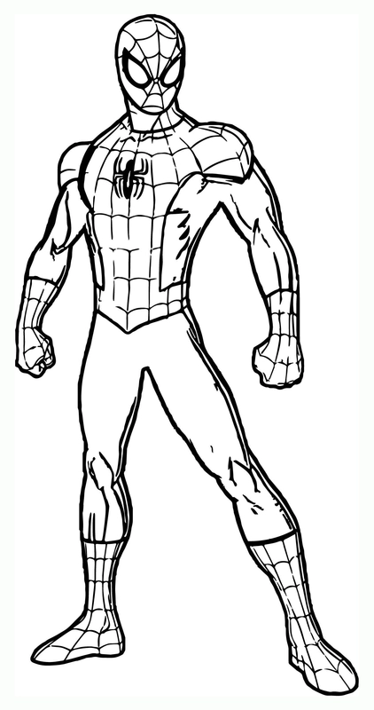 Staande Spiderman Kleurplaat