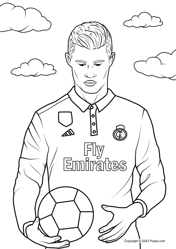 Cristiano Ronaldo Holding the Ball Coloring Page