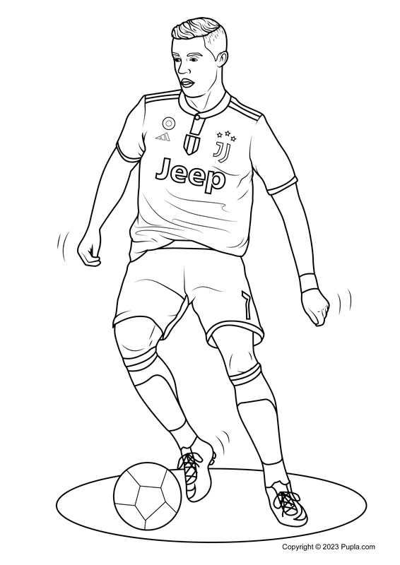 Dibujo para Colorear Cristiano Ronaldo Regateando