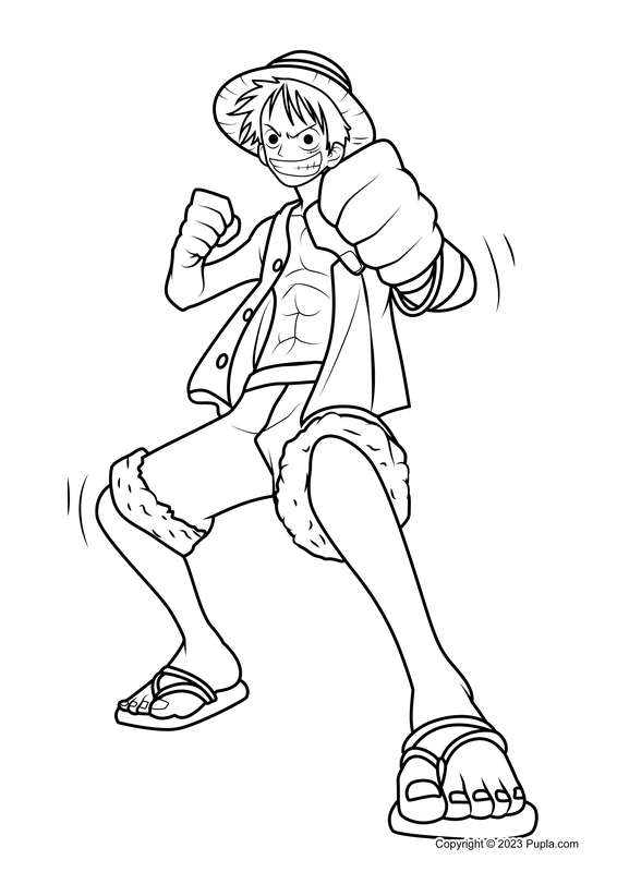 🖍️ One Piece Monkey D. Luffy - Printable Coloring Page for Free - Pupla.com