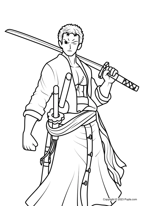 🖍️ One Piece Roronoa Zoro - Printable Coloring Page for Free - Pupla.com