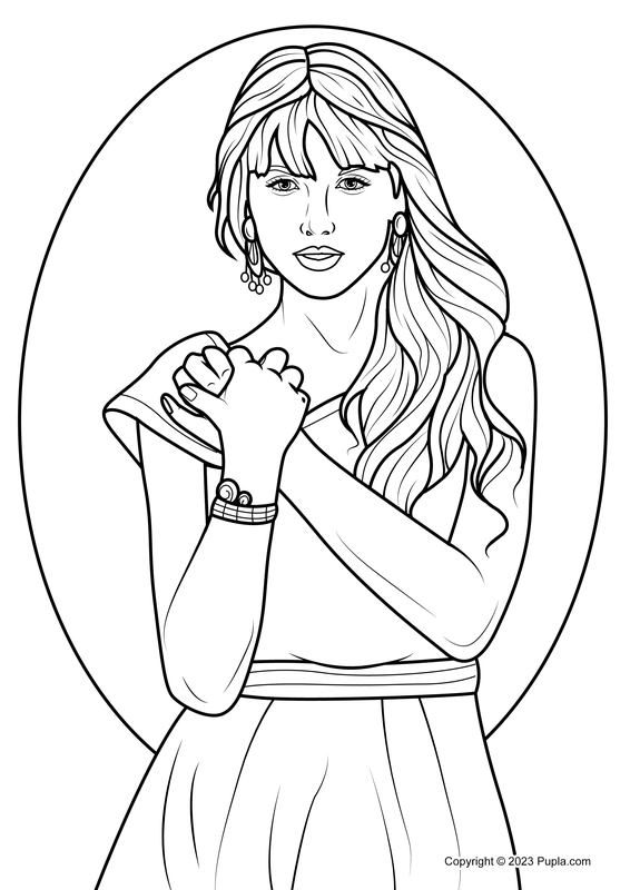 Taylor Swift Posing for the Camera Coloring Page