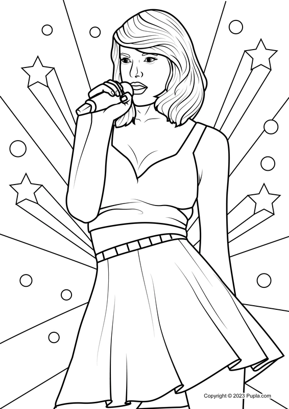 🖍️ Taylor Swift Performing on Stage - Printable Coloring Page for Free ...