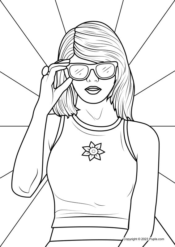 Dibujo para Colorear Taylor Swift con gafas de sol
