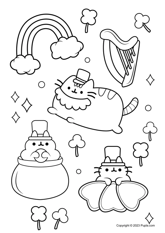 Pusheen and Friends Coloring Page