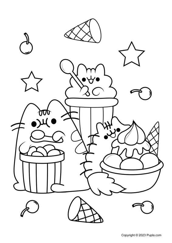 🖍️ Pusheen Pip and Stormy - Printable Coloring Page for Free - Pupla.com