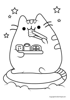 Pusheen comiendo sushi