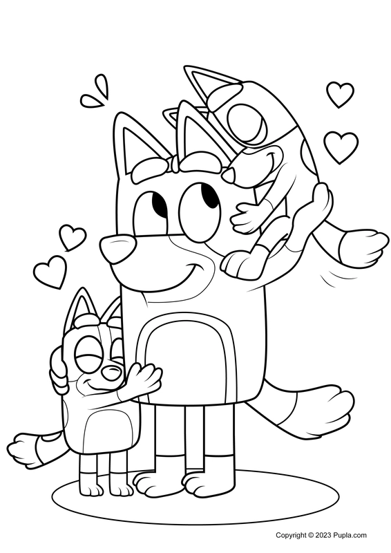 Bluey Bandit and Socks Coloring Page