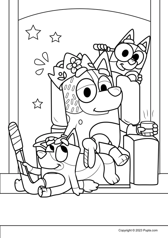 Bluey Family at Home Coloring Page