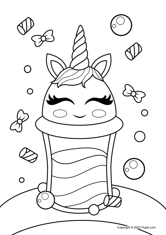 Cute Unicorn Drink Coloring Page