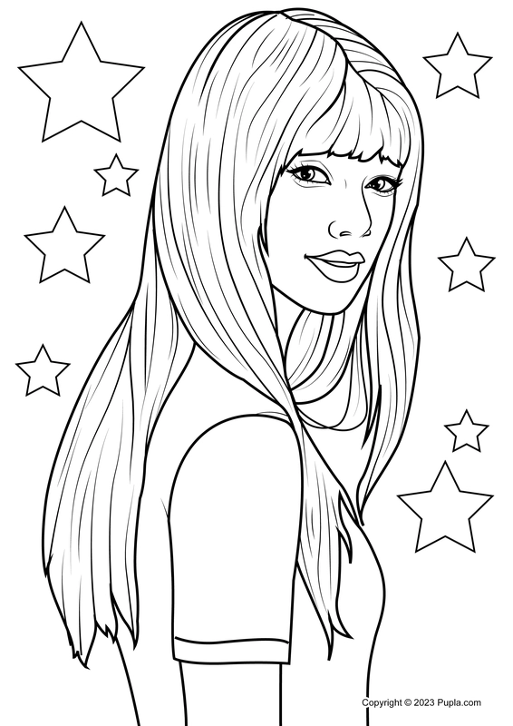 🖍️ Taylor Swift Stars - Printable Coloring Page for Free - Pupla.com