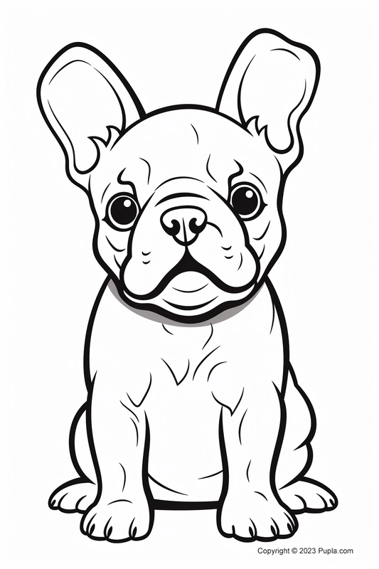 Dibujo para Colorear Lindo Bulldog Francés