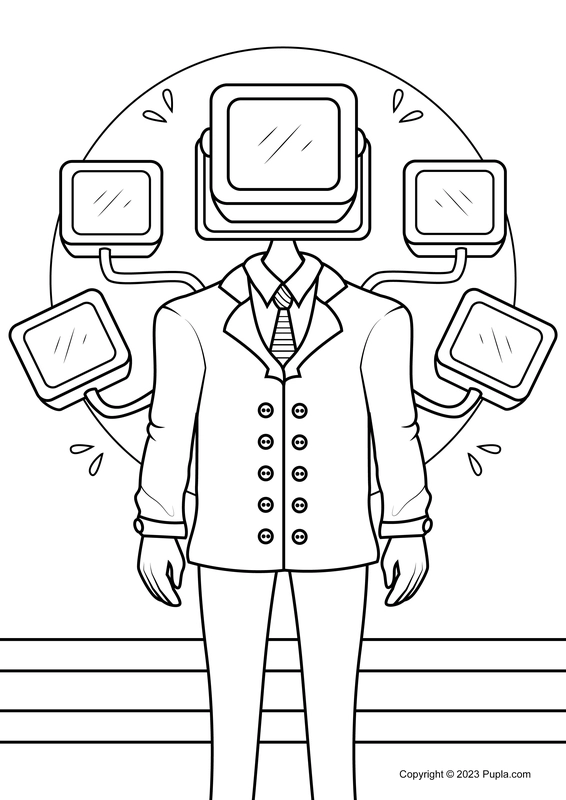 Skibidi Toilet Large Tv Man Coloring Page