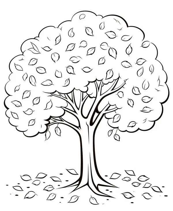 Dibujo para Colorear Árbol de otoño