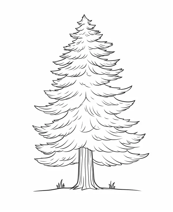 Dibujo para Colorear Árbol Sequoia