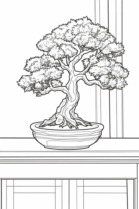 Bonsai-Baum Ausmalbild