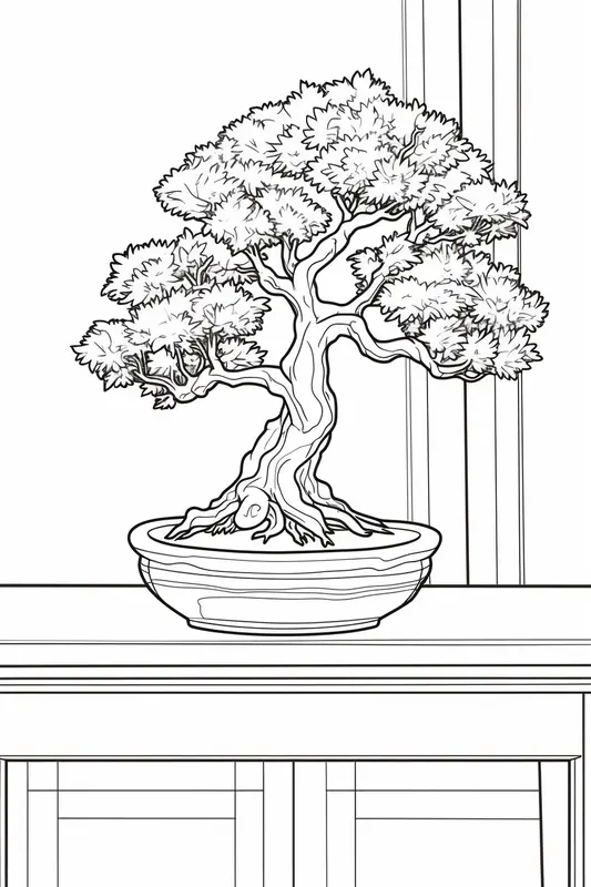 Bonsai boom Kleurplaat