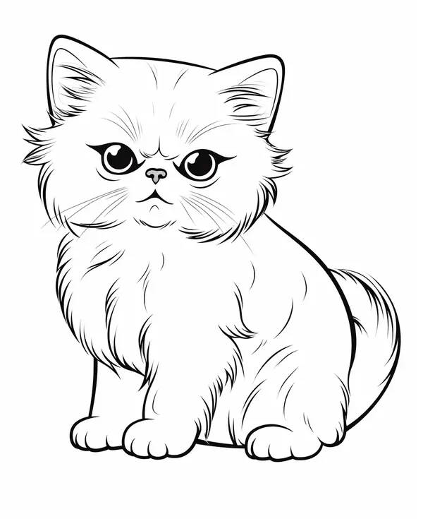 Cute Persian Cat Coloring Page