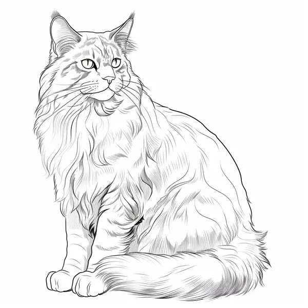 Maine Coon Cat Coloring Page
