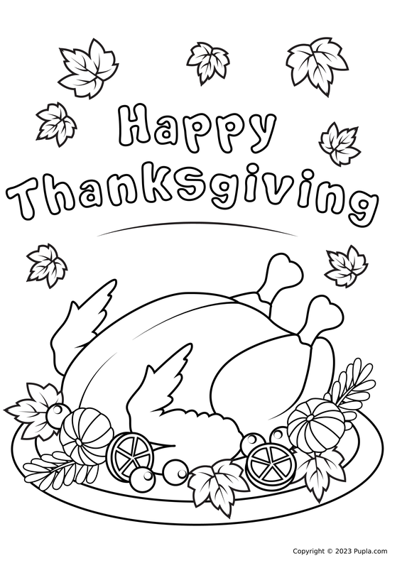 Dibujo para Colorear Feliz Acción de Gracias Pavo