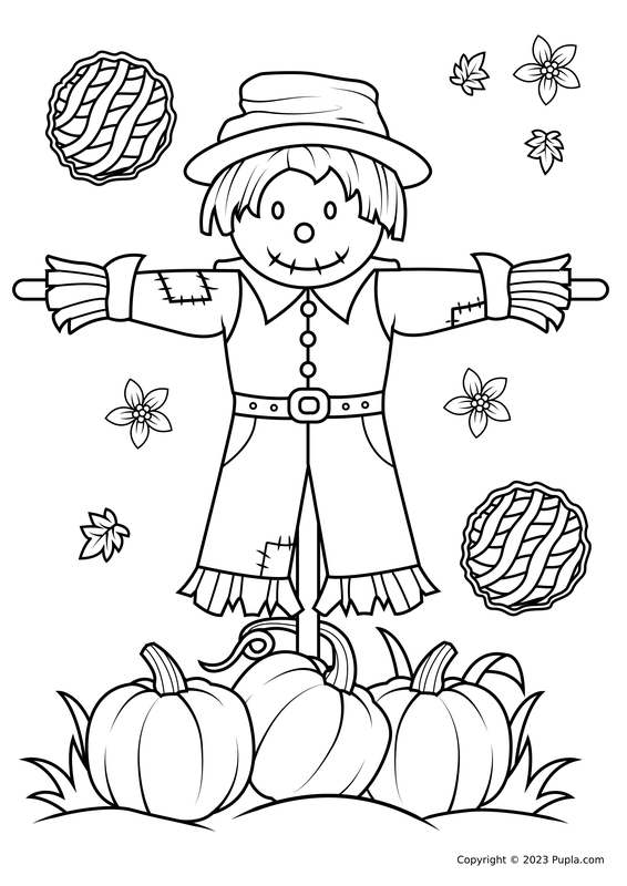 Thanksgiving Scarecrow Coloring Page