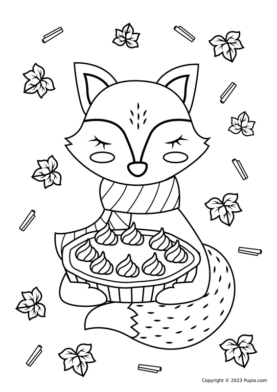 Thanksgiving Fox Coloring Page