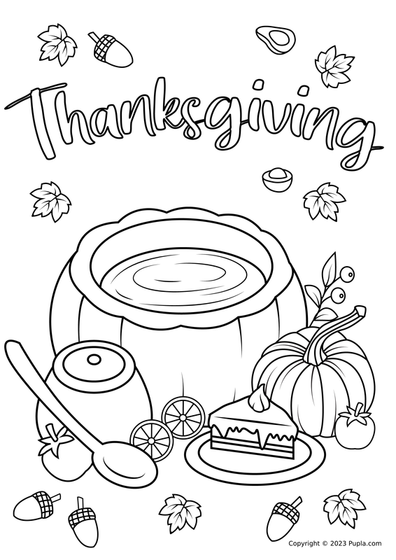 Dibujo para Colorear Comida de Acción de Gracias