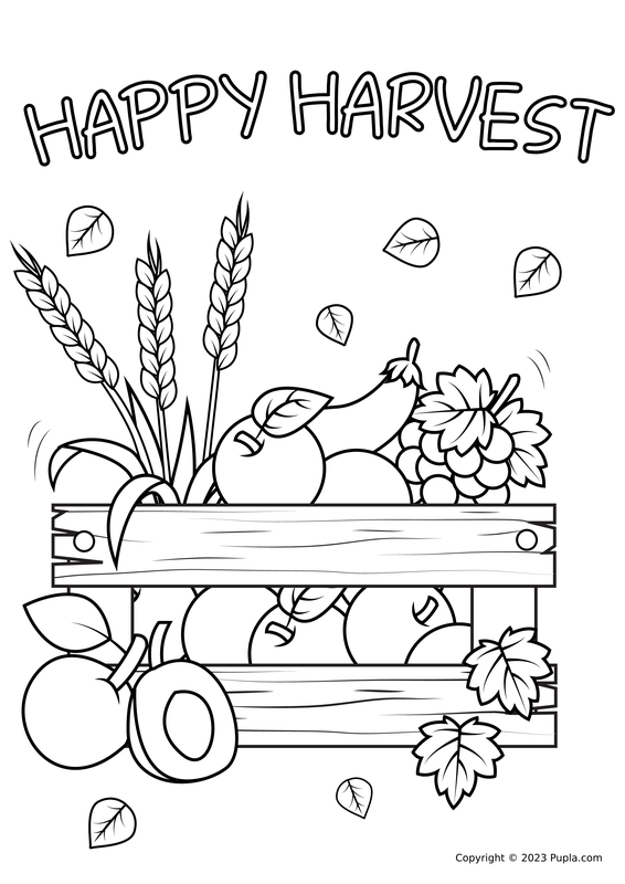 Dibujo para Colorear Acción de Gracias Cosecha Feliz