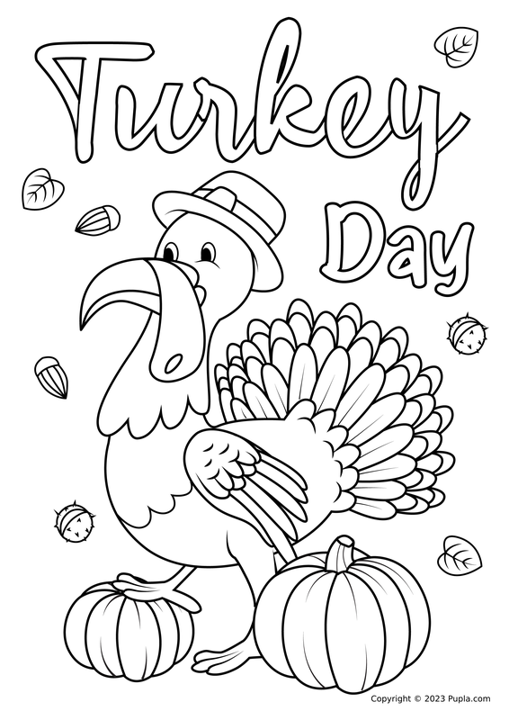 Thanksgiving Turkey Day Coloring Page