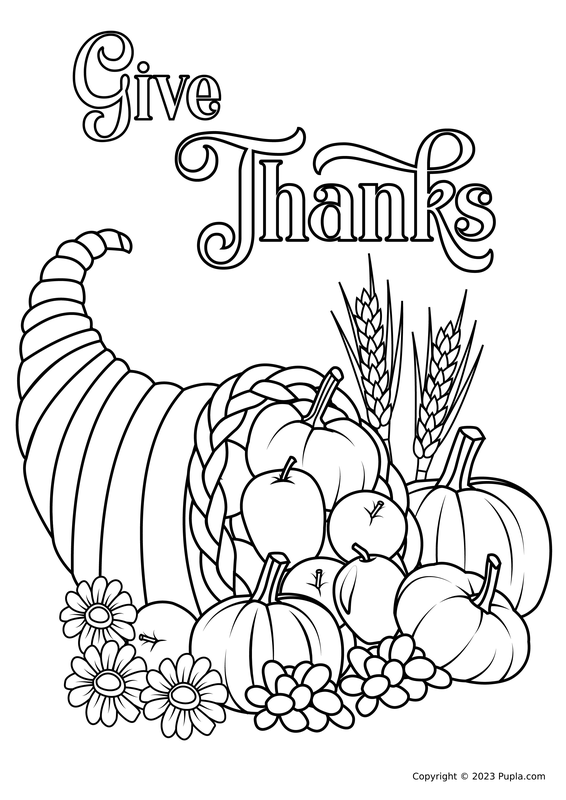 Thanksgiving Give Thanks Coloring Page