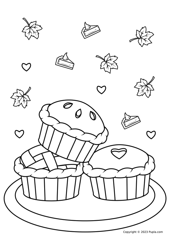 Thanksgiving Pies Coloring Page