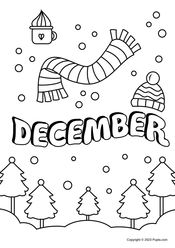 Snowy December Coloring Page