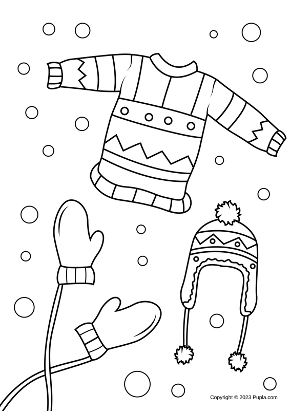 Winter Clothing Coloring Page
