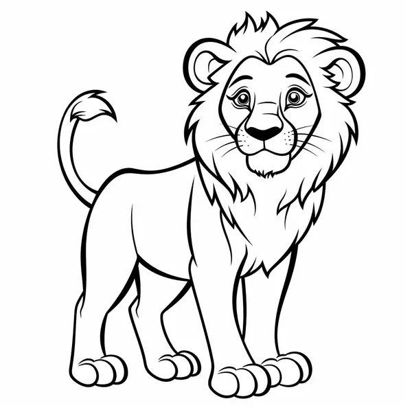 Lion Standing Proud Coloring Page