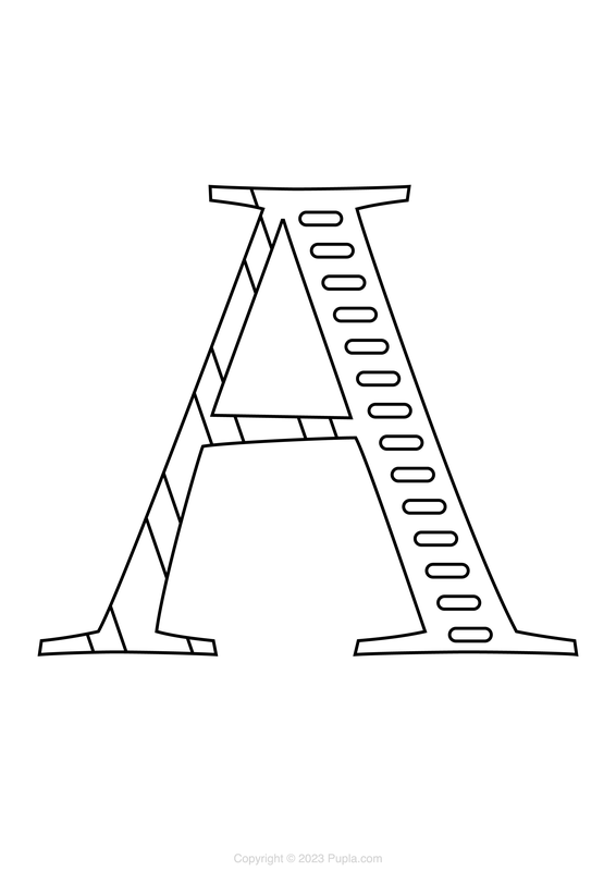 Letter A with Lines Coloring Page
