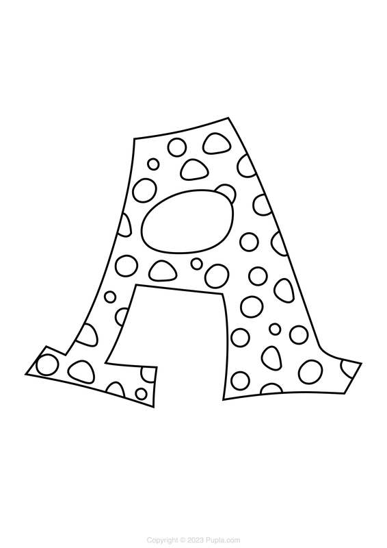 Letter A with Pebbles Coloring Page