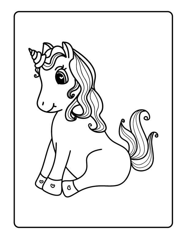 Dibujo para Colorear Unicornio sentado