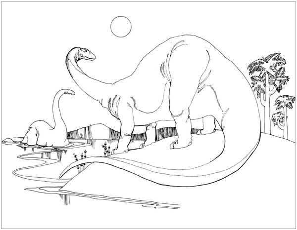 Dibujo para Colorear Dinosaurio Brontosaurio