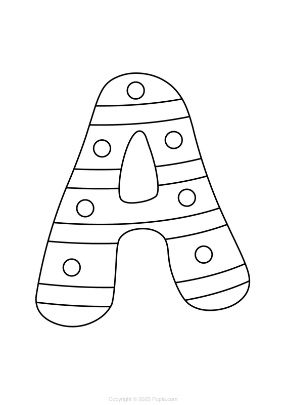 Letter A with Circles and Lines Coloring Page