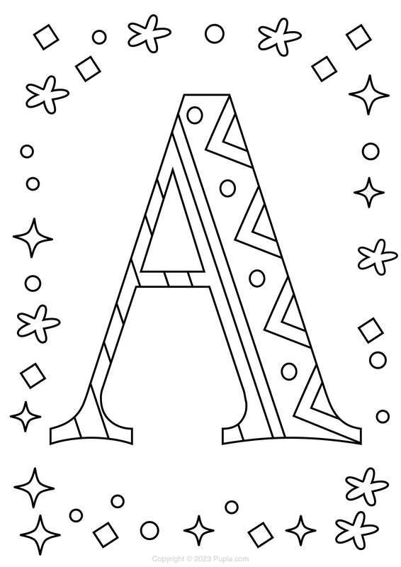 Letter A with a Pattern Coloring Page