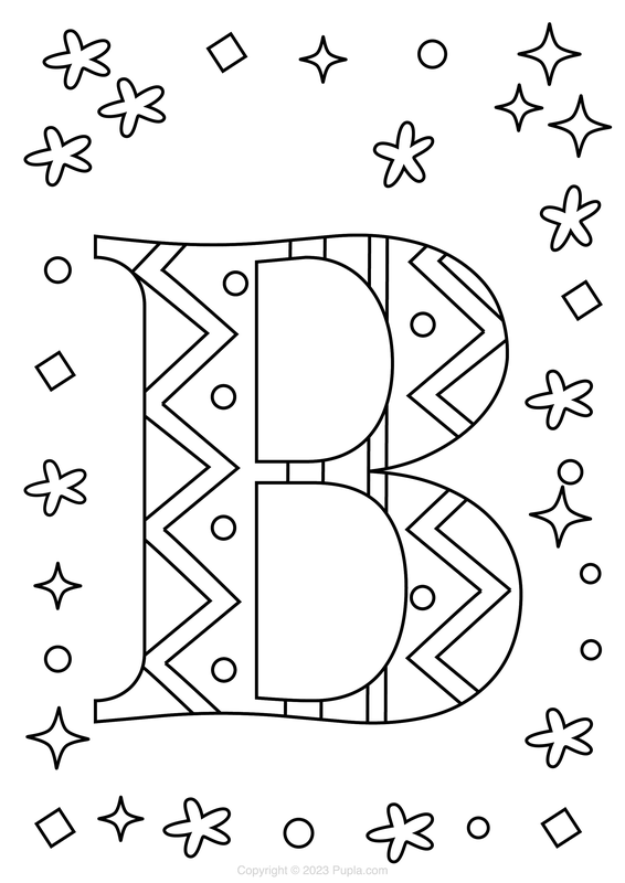 Letter B met een patroon Kleurplaat