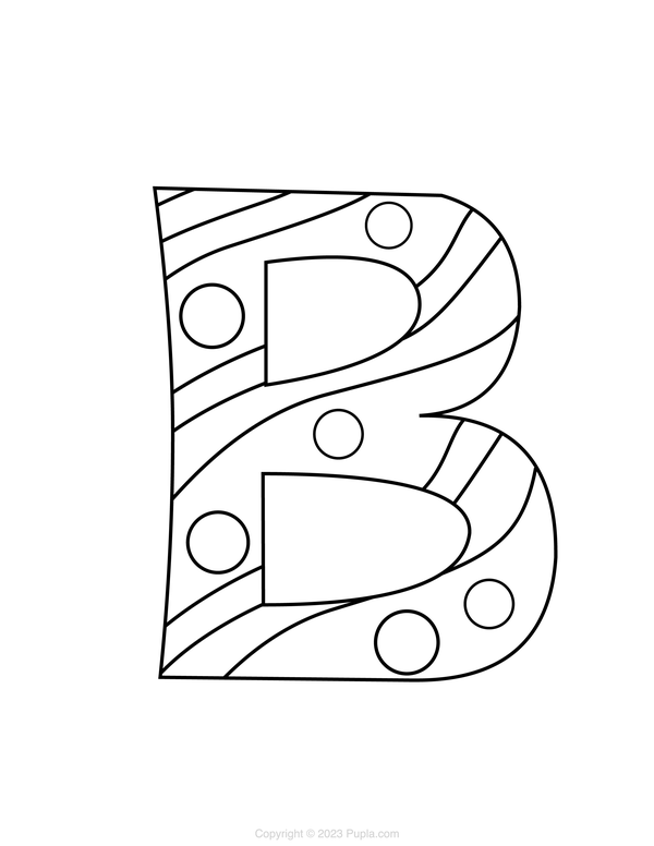 Buchstabe B mit Kreisen und Linien Ausmalbild