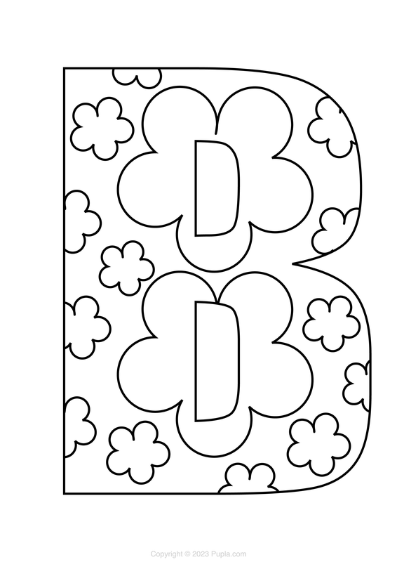 Letter B with Clouds Coloring Page