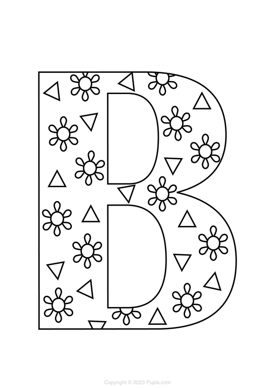 🖍️ Letter B Met Bloemen - Gratis Kleurplaat Om Te Printen - Pupla.com