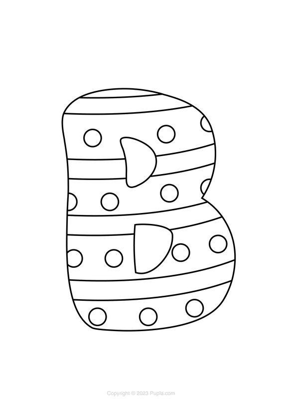 Letter B with Lines and Circles Coloring Page