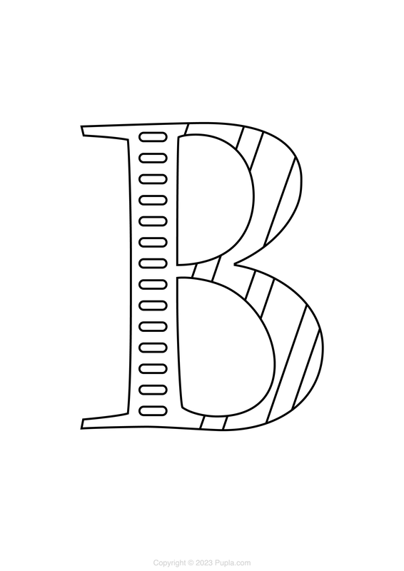 Letter B met lijnen Kleurplaat