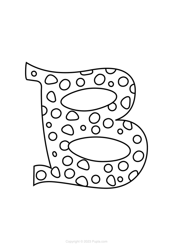 Letter B with Pebbles Coloring Page