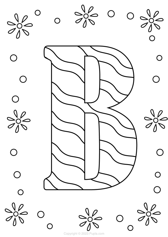 Letter B met golvend patroon Kleurplaat